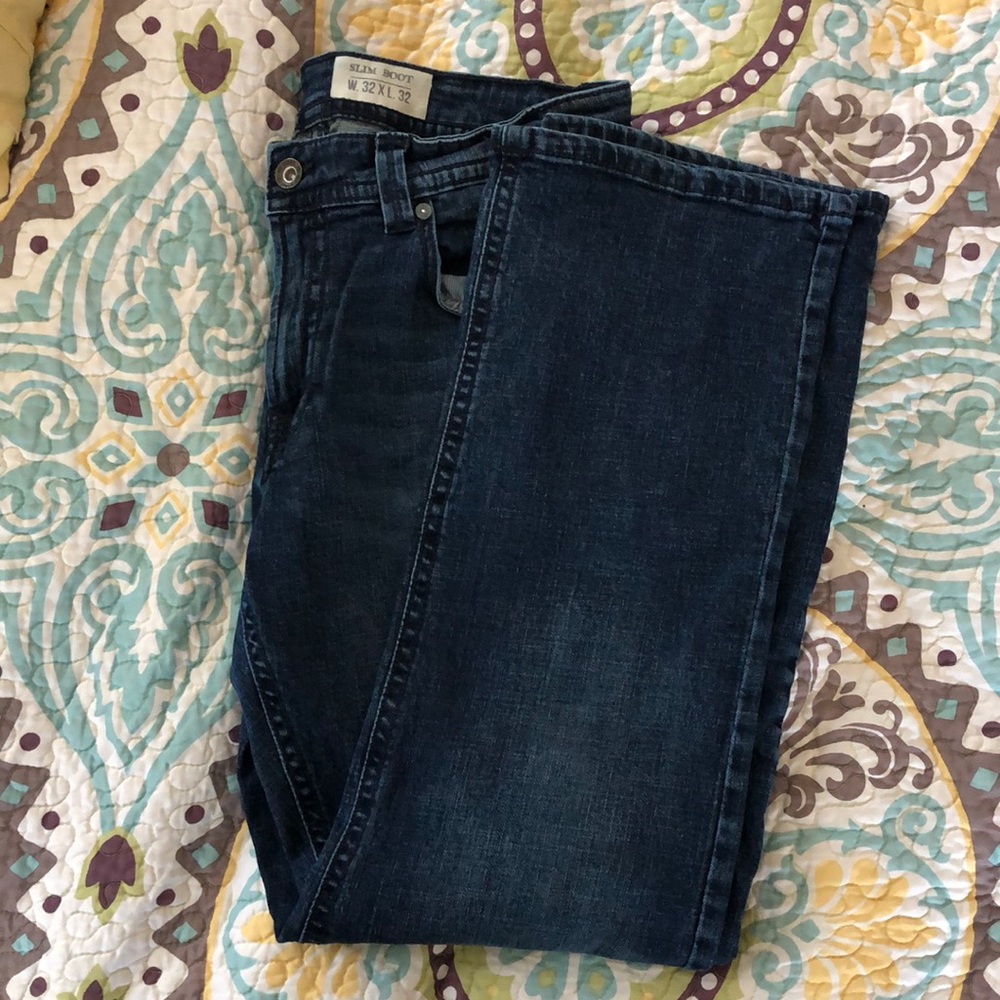 Mens dark wash slim boot jeans